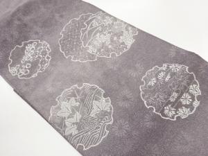 綴れ雪輪に花々・荒波・紅葉模様織出し名古屋帯